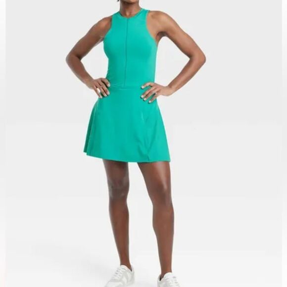 all in motion Dresses & Skirts - All In Motion Women's Zip-Front Mesh Active Dress, Size M - Green, NWT